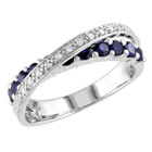 1.10 Carat (ctw) Lab-Created Blue Sapphire Ring in Sterling Silver product image