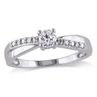1/3 Carat (ctw) Lab-Created White Sapphire Ring with Diamonds in Sterling Silver product image