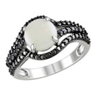 Opal 1.35 Carat (ctw) Ring with Black Diamond in Sterling Silver product image