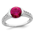 Lab Created Bezel Set Solitaire Ruby Ring in Sterling Silver product image