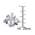 White Freshwater Cultured Pearl with Blue Topaz and Created White Sapphire Ring In Sterling Silver product image
