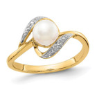 14K Yellow Gold Freshwater Cultured White Pearl Ring product image