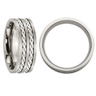 8mm Sterling Silver Braided Inlay Brushed Titanuim Band Ring  product image