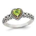 Natural Peridot 5mm Heart Ring in Sterling Silver product image