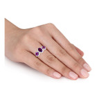 1.60 Carat (ctw) Amethyst Three Stone Ring with Diamonds 1/4 Carat (ctw) product image