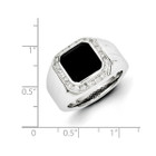 Men's Black Onyx Ring with Accent Diamonds in Rhodium Plated Sterling Silver product image