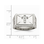 Men's Stainless Steel 1/20 Carat (ctw) Diamond Cross Textured Rings product image