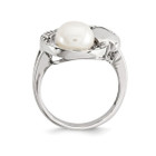 8mm Freshwater Cultured Button Pearl Ring with Synthetic Cubic Zirconia (CZ) product image