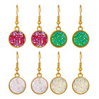 Colored Glitter Design Dangling Fish Hook Earrings  product image