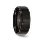 8mm Men's Black Plated Stainless Steel Beveled Edge Wedding Band product image