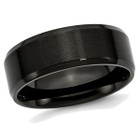 8mm Men's Black Plated Stainless Steel Beveled Edge Wedding Band product image