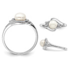 6mm Freshwater Cultured Button Pearl Ring in Sterling Silver with Accent Diamonds product image