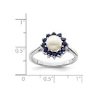 Freshwater Cultured Pearl Ring with Blue Sapphires in Sterling Silver product image