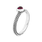1/3 Carat (ctw) Lab-Created Ruby Heart Promise Ring in Sterling Silver product image