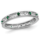 1/8 Lab Created Green Emerald Eternity Band Ring in Sterling Silver product image