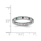 1/8 Lab Created Green Emerald Eternity Band Ring in Sterling Silver product image