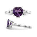 1.40 Carat (ctw) Heart Amethyst Promise Ring in Sterling Silver product image