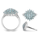 3/4 Carat (ctw) Aquamarine Cluster Ring in Sterling Silver product image