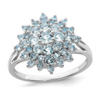 3/4 Carat (ctw) Aquamarine Cluster Ring in Sterling Silver product image