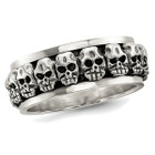 Men's Antiqued Polished Skull Ring in Sterling Silver  with Spinning Center product image