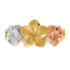 14K Yellow, White, Pink Tri-Color Plumeria Gold Ring (Size 7.5) product image