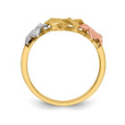 14K Yellow, White, Pink Tri-Color Plumeria Gold Ring (Size 7.5) product image