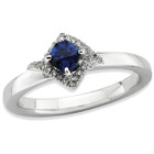 1/2 Carat (ctw) Lab Created Blue Sapphire Ring in Sterling Silver with Diamonds product image