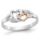 Ladies 14K White and Rose-Pink Gold-Plated Polished Double Heart Ring product image