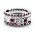 1/3 Carat (ctw) Lab Created Ruby Ring with Diamonds in Sterling Silver product image