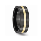 8mm Men's Black Ceramic Wedding Band Ring with 14K Yellow Gold Inlay product image