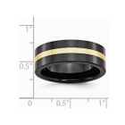 8mm Men's Black Ceramic Wedding Band Ring with 14K Yellow Gold Inlay product image