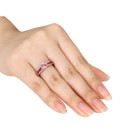 1.17 Carat (ctw) Morganite and Pink Tourmaline Ring in Rose Plated Sterling Silver product image