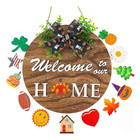 Round Seasonal Hanging Wooden Door Sign product image
