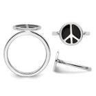 Black Enamel Peace Sign Ring in Sterling Silver product image