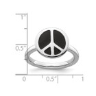 Black Enamel Peace Sign Ring in Sterling Silver product image