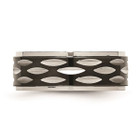 8mm Black Plated Stainless Steel Grooved Wedding Band Ring product image