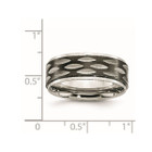8mm Black Plated Stainless Steel Grooved Wedding Band Ring product image