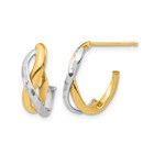 14K Yellow  and White Gold Polished J-Hoop Earrings product image