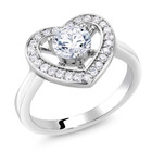 18K-White-Gold-Plated Cubic Zirconia Heart-Shaped Ring product image