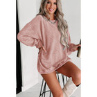 Faith Solid Ribbed Knit Round Neck Pullover Sweatshirt product image