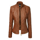 Women's Faux Leather Zip-up Moto Biker Jacket product image