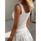 Women’s Lace Trim Ribbed Tank Top product image