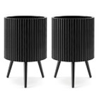 Fluted Metal Plant Pot with Stand (1- or 2-Pack) product image