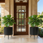 Fluted Metal Plant Pot with Stand (1- or 2-Pack) product image