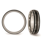 6mm Men's Grooved Black Plated Titanium Wedding Band Ring product image