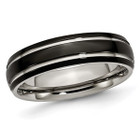6mm Men's Grooved Black Plated Titanium Wedding Band Ring product image