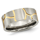 8mm Men's Titanium Black Brushed Grooved Wedding Band Ring product image