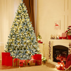 8ft Pre-Lit Snow Flocked Hinged Christmas Tree  product image