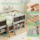 Twin Size Low Loft Bed with Ramp Ladder and Bookcases product image