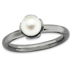 Freshwater Cultured Pearl Ring in Ruthenium Black Plated Sterling Silver product image
